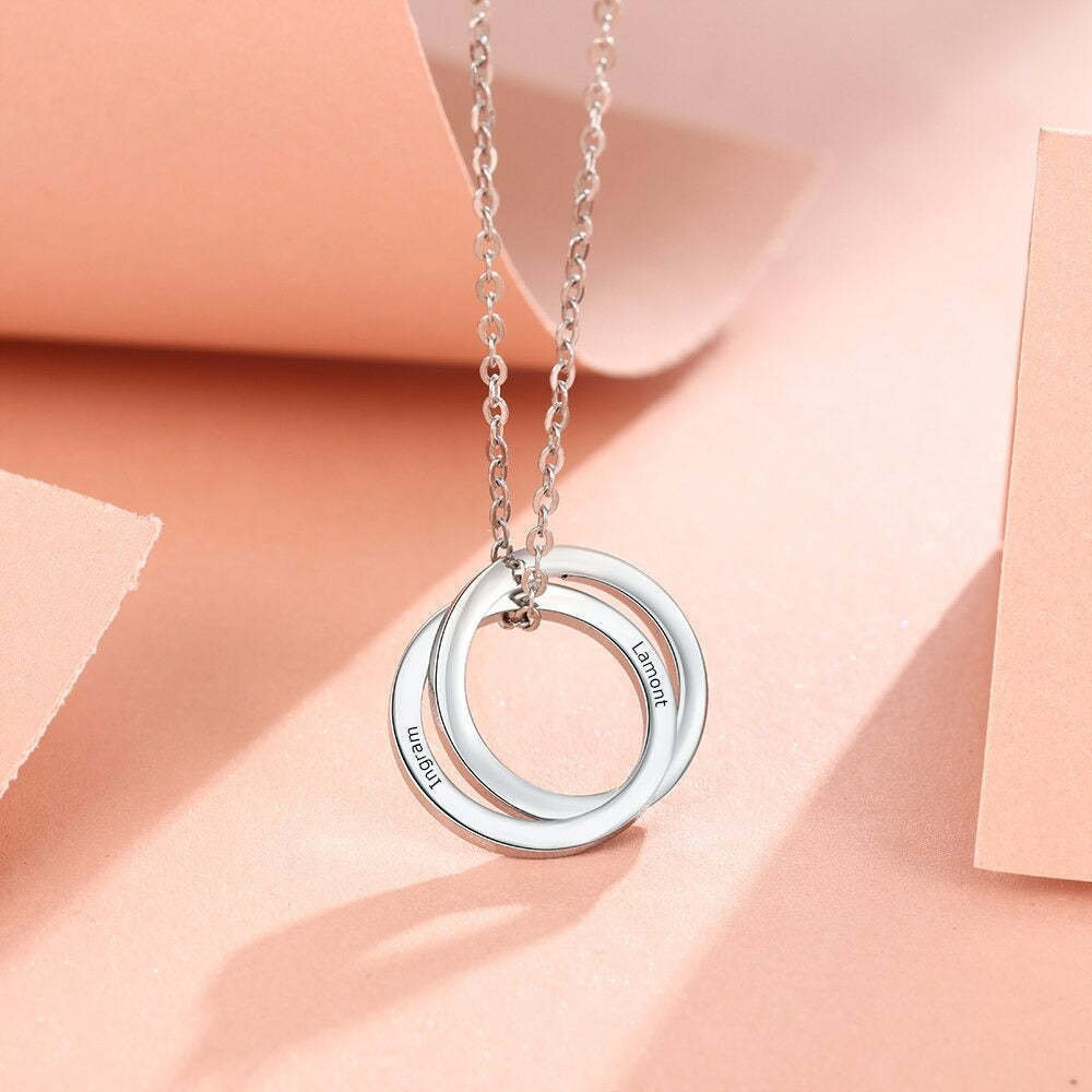 Personalized 2 Name Intertwined Circle Necklace-Florence Scovel