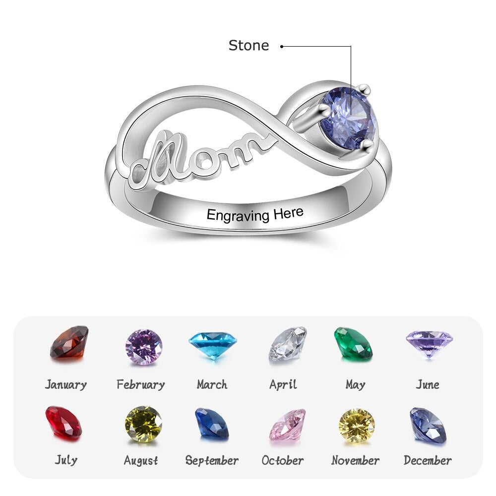 Personalized Engraved Names Birthstone Mom Ring-Florence Scovel