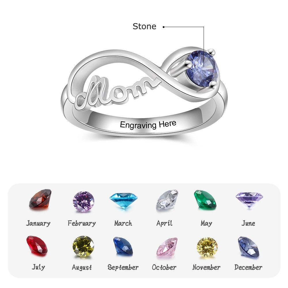 Personalized Engraved Names Birthstone Mom Ring-Florence Scovel