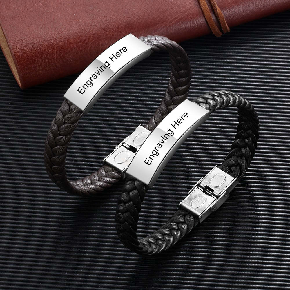 Personalized Engraved Stainless Steel Bar Bracelets For Men-Florence Scovel