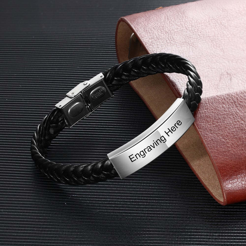 Personalized Engraved Stainless Steel Bar Bracelets For Men-Florence Scovel