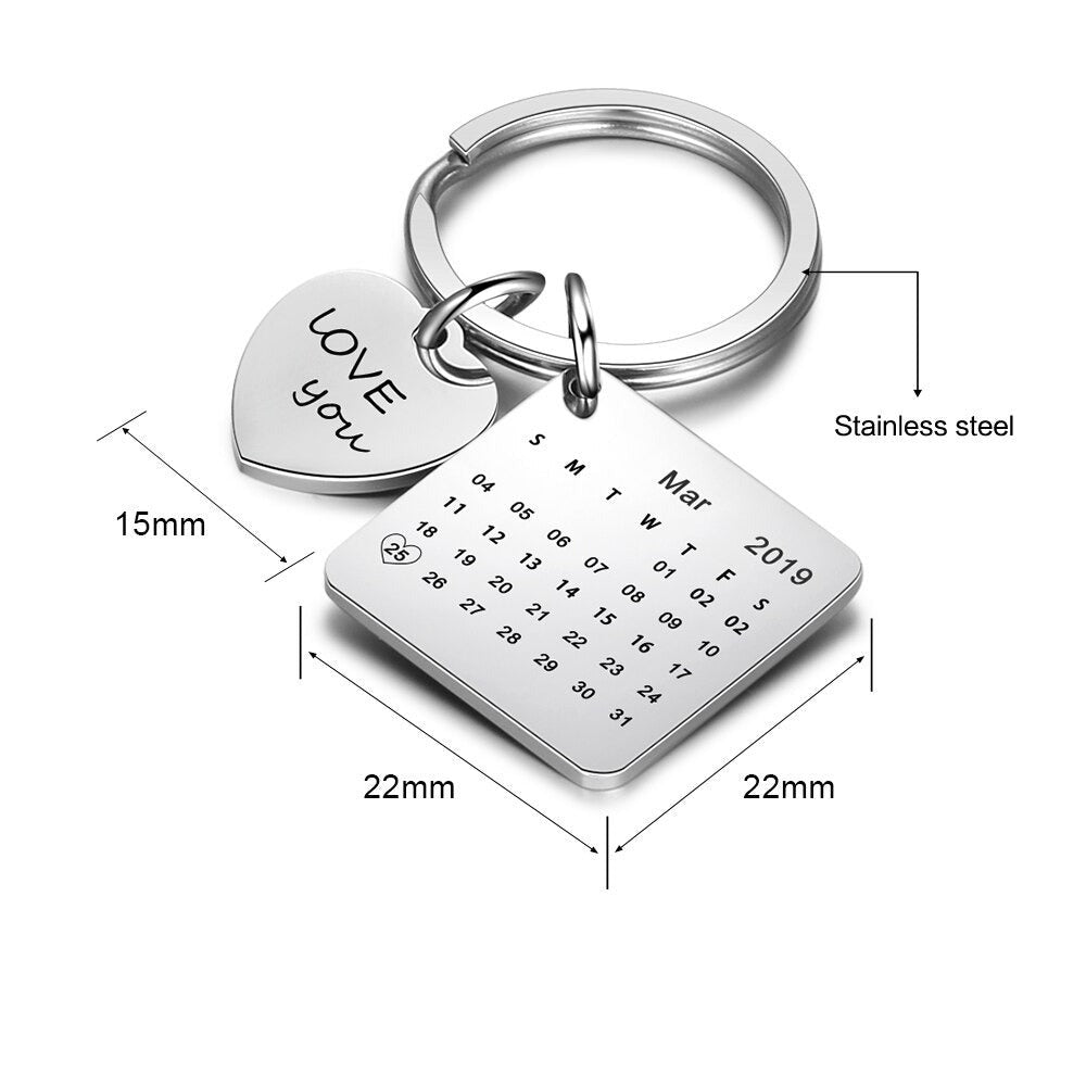Personalized Round & Cordate Date Keychains-Florence Scovel