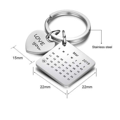Personalized Round & Cordate Date Keychains-Florence Scovel