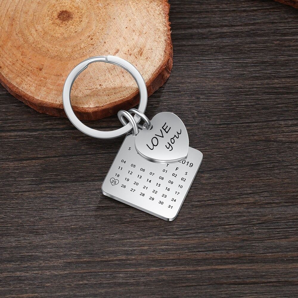 Personalized Round & Cordate Date Keychains-Florence Scovel