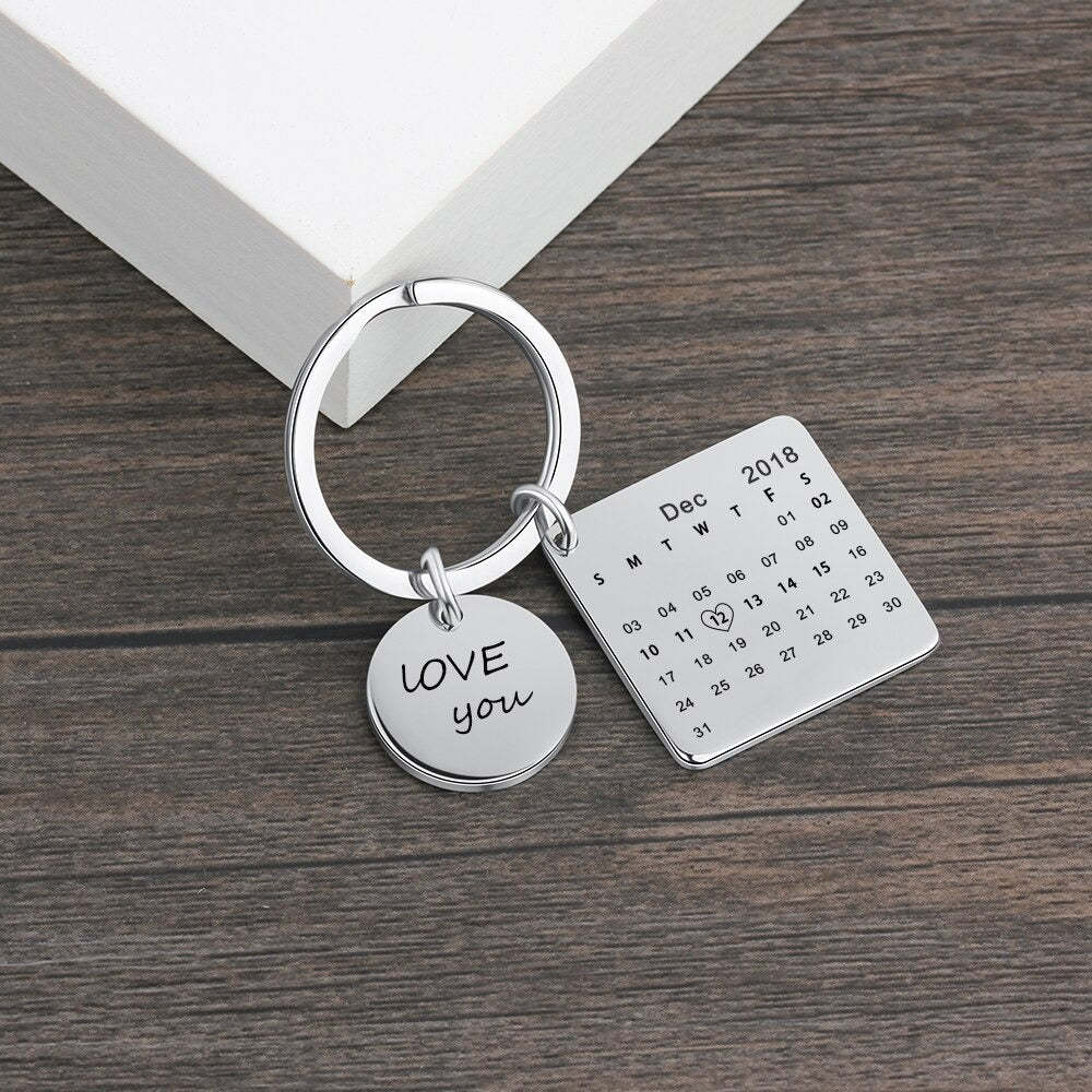 Personalized Round & Cordate Date Keychains-Florence Scovel