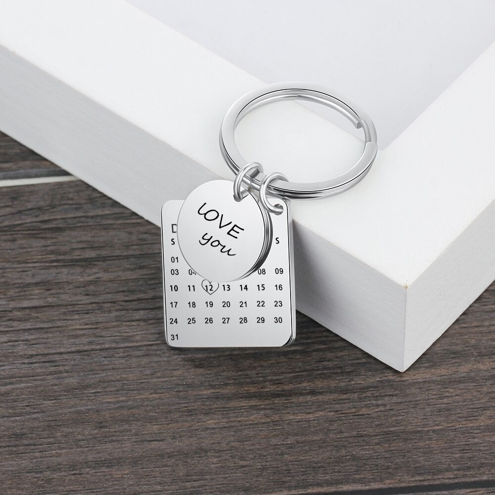 Personalized Round & Cordate Date Keychains-Florence Scovel