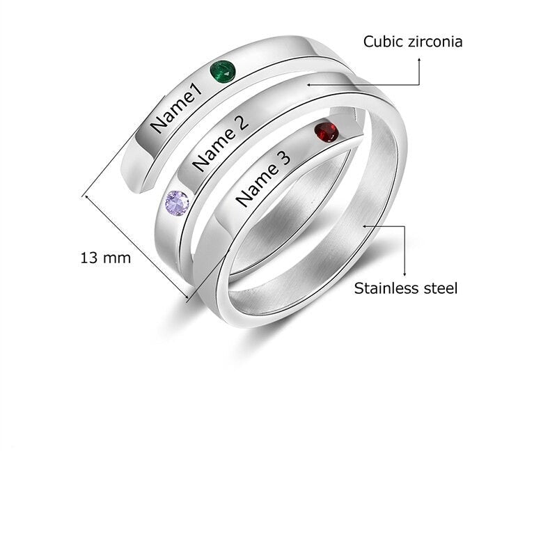 Personalized Ring with 3 Birthstones-Florence Scovel