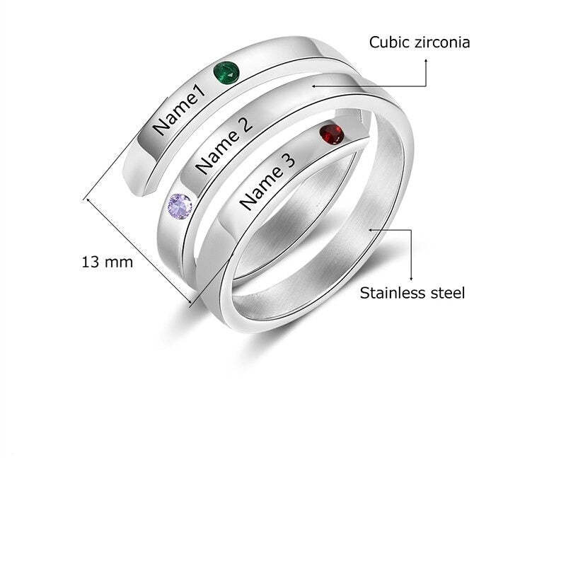 Personalized Ring with 3 Birthstones-Florence Scovel