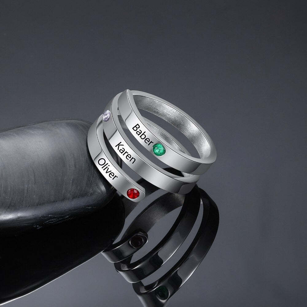 Personalized Ring with 3 Birthstones-Florence Scovel