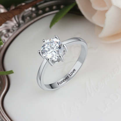 Engraved Name Silver Color Wedding Rings for Women-Florence Scovel
