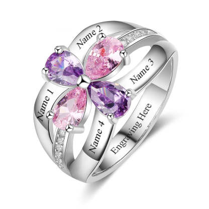 Sterling Silver 4 Birthstone Ring-Florence Scovel