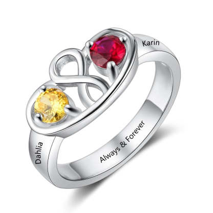 Personalized Infinity Ring with 2 Birthstones-Florence Scovel