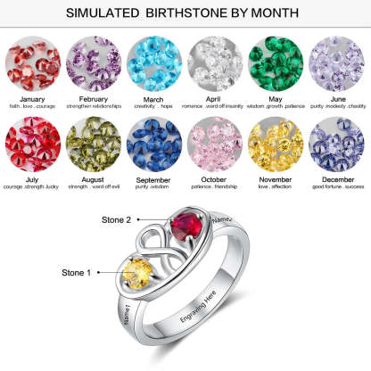 Personalized Infinity Ring with 2 Birthstones-Florence Scovel