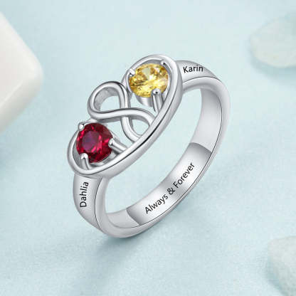 Personalized Infinity Ring with 2 Birthstones-Florence Scovel