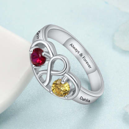 Personalized Infinity Ring with 2 Birthstones-Florence Scovel