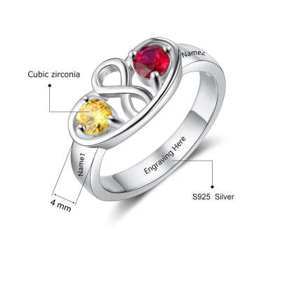 Personalized Infinity Ring with 2 Birthstones-Florence Scovel