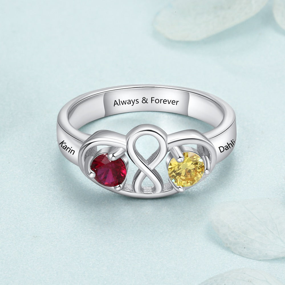Personalized Infinity Ring with 2 Birthstones-Florence Scovel