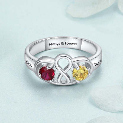 Personalized Infinity Ring with 2 Birthstones-Florence Scovel