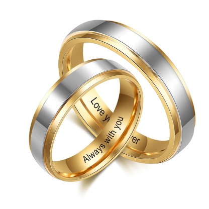 Personalized Gold Color Stainless Steel Couple Rings-Florence Scovel