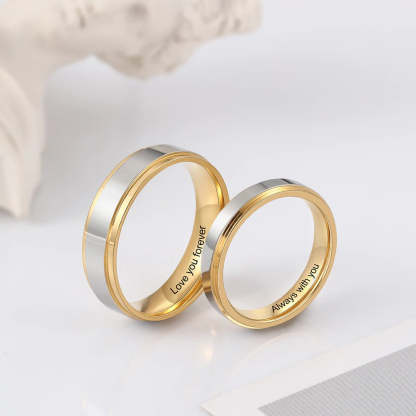 Personalized Gold Color Stainless Steel Couple Rings-Florence Scovel