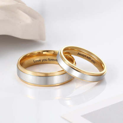 Personalized Gold Color Stainless Steel Couple Rings-Florence Scovel
