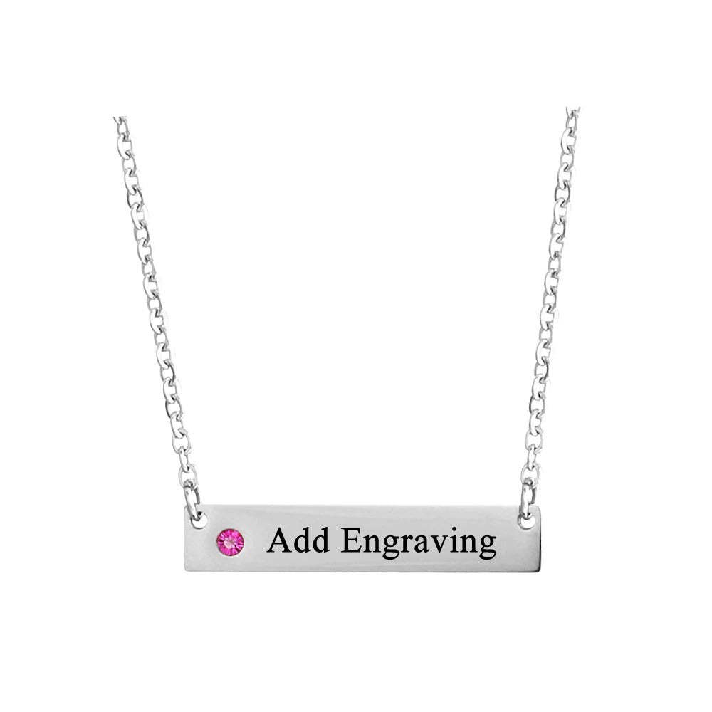 Personalized 1 Name 1 Stone Bar Pendant-Florence Scovel