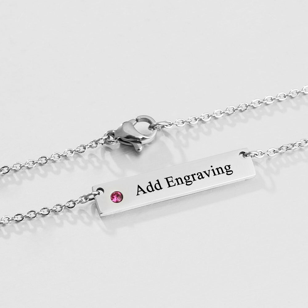 Personalized 1 Name 1 Stone Bar Pendant-Florence Scovel