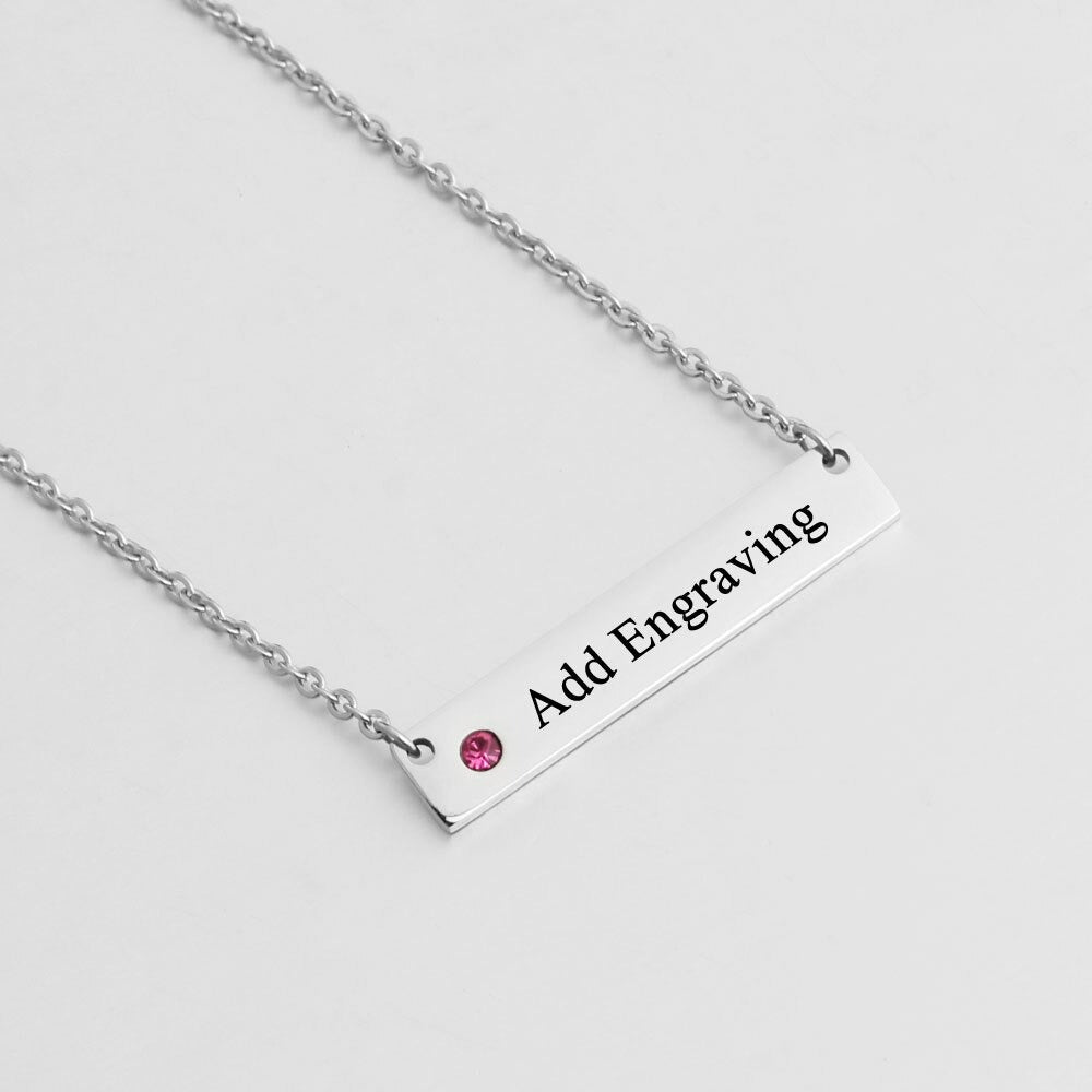 Personalized 1 Name 1 Stone Bar Pendant-Florence Scovel
