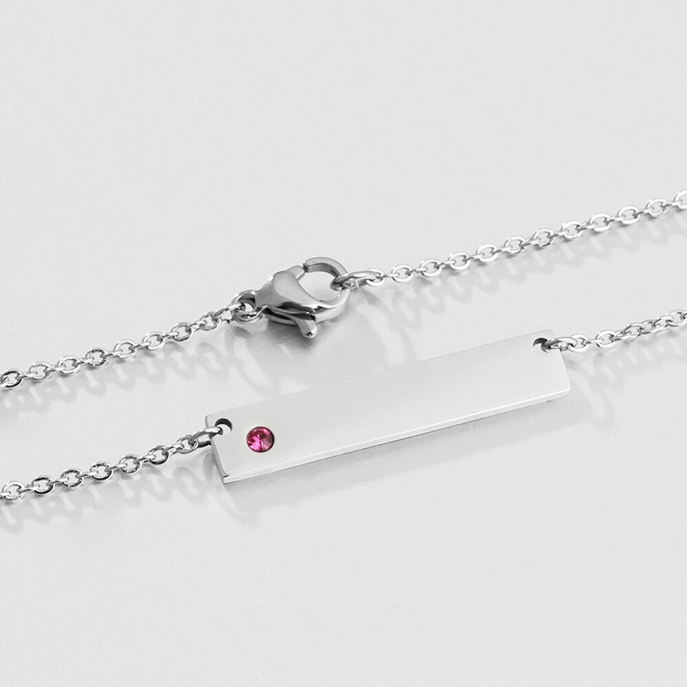 Personalized 1 Name 1 Stone Bar Pendant-Florence Scovel