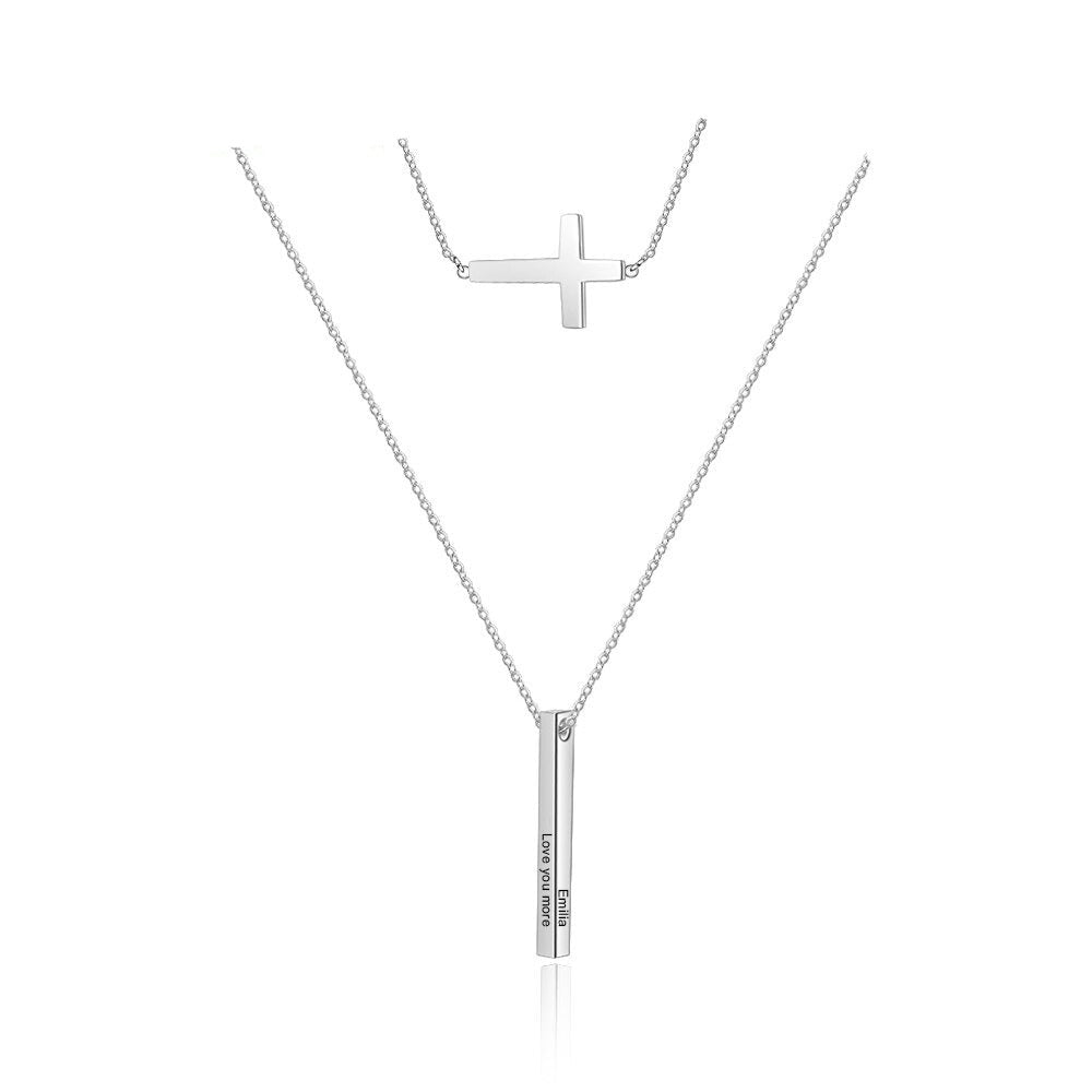 Personalized Name Engraved Vertical Bar Necklaces-Florence Scovel