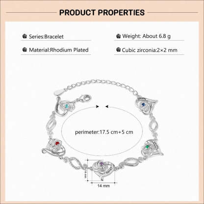 Personalized Cordate Chain Bracelets With 1 Birthstone-Florence Scovel