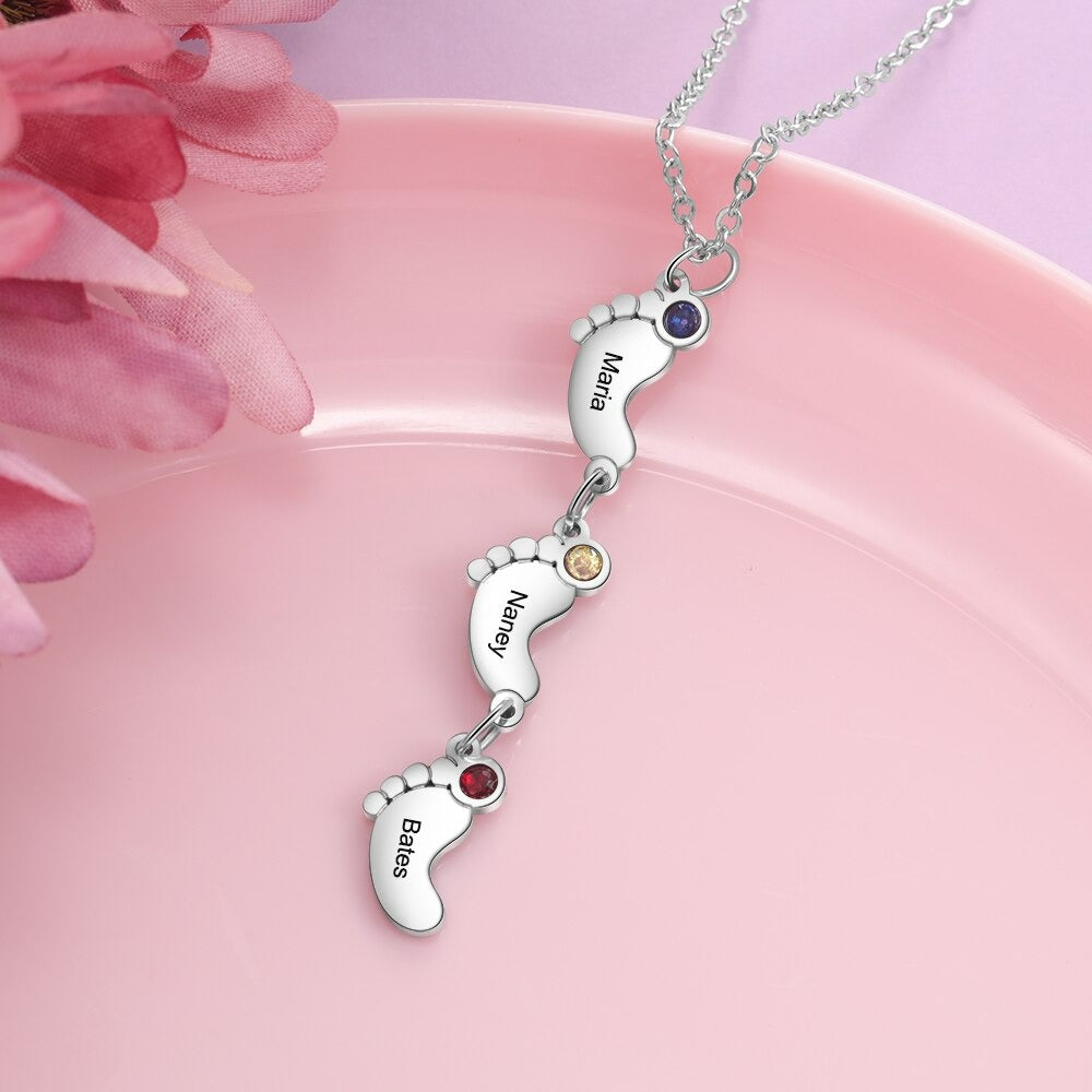 Customize Birthstones Engraved Pendant-Florence Scovel
