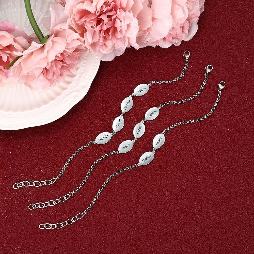 Personalized Oval Design 4 Names Chain Bracelets-Florence Scovel