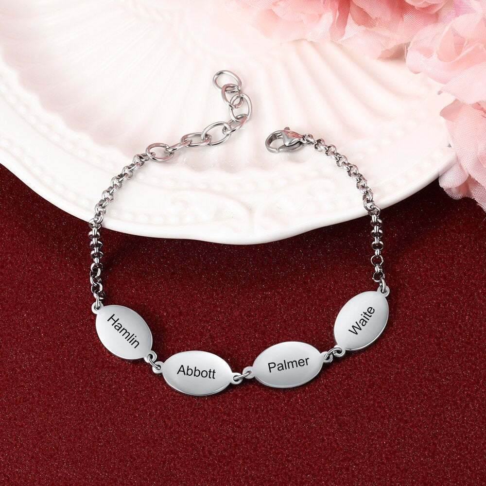 Personalized Oval Design 4 Names Chain Bracelets-Florence Scovel