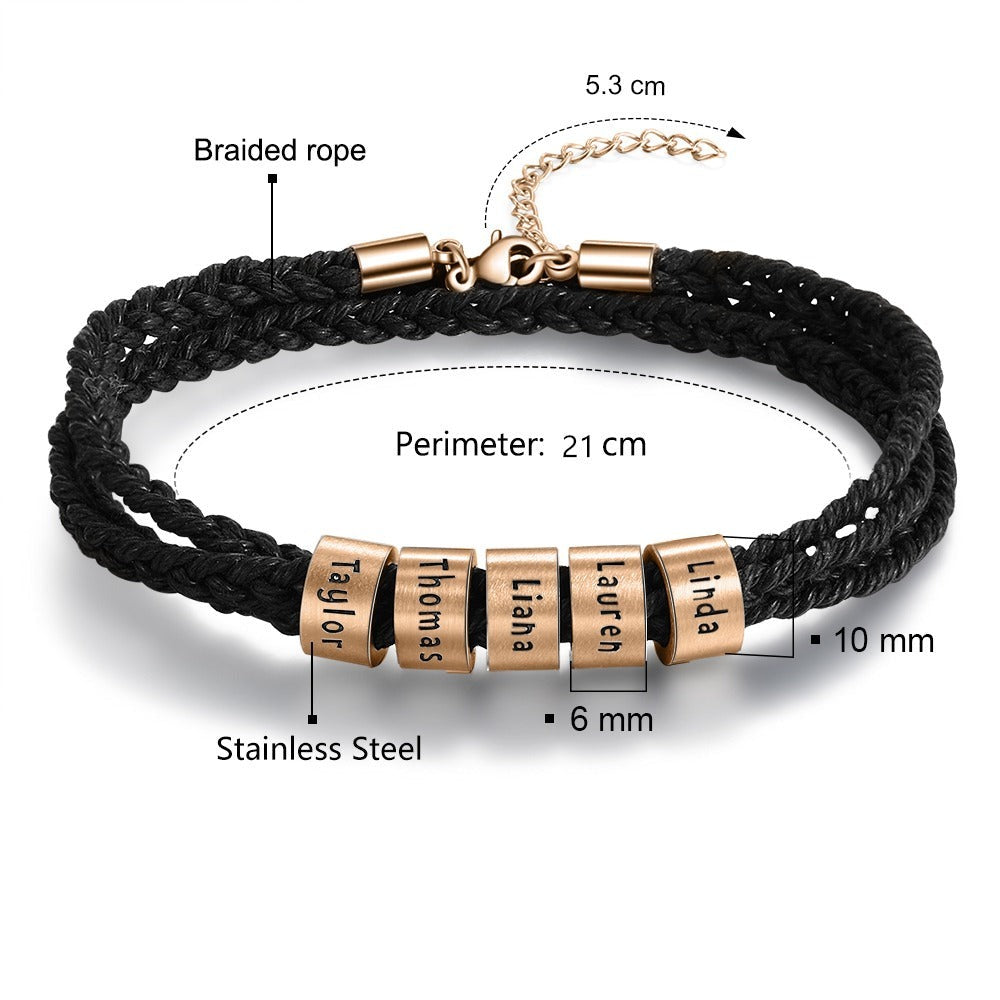 Personalized 4 Names Braided Rope Bracelet For Men-Florence Scovel
