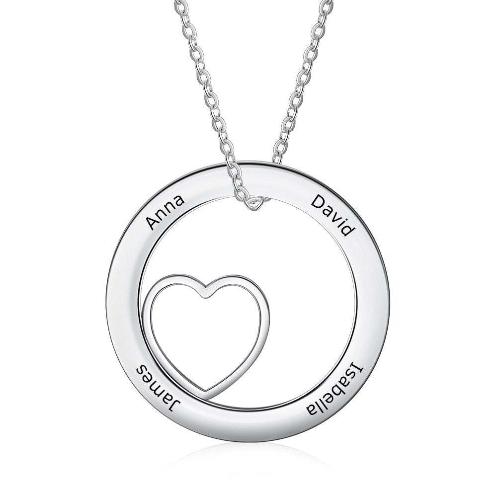 Personalized Round 4 Names Heart Necklace-Florence Scovel