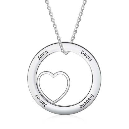 Personalized Round 4 Names Heart Necklace-Florence Scovel