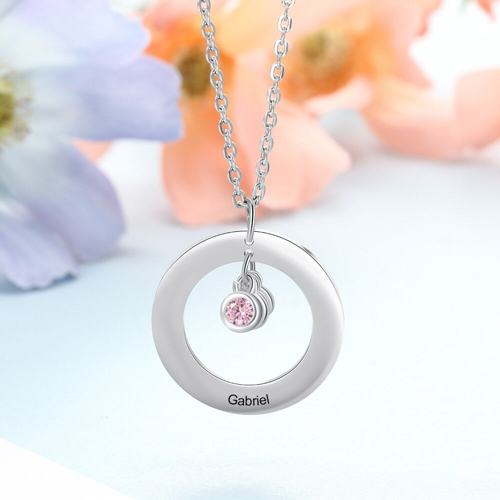 Personalized Stainless Steel Circle Necklace-Florence Scovel