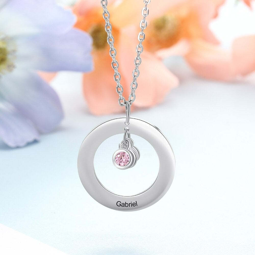 Personalized Stainless Steel Circle Necklace-Florence Scovel