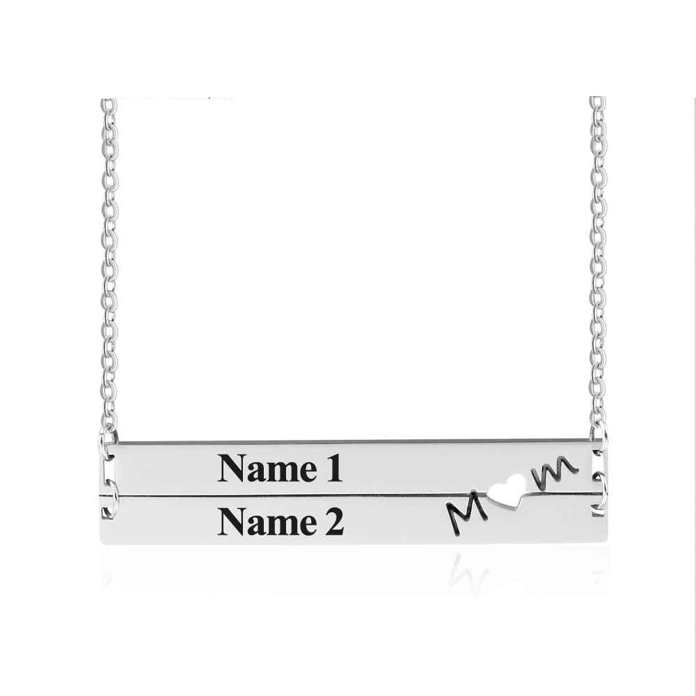 Personalized 2 Names Stainless Steel Bar Necklace-Florence Scovel