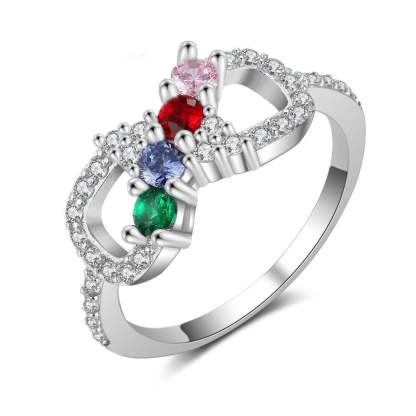 Romantic Women Infinity Ring with Zirconia Customized 4 Birthstones Rings for Women Personalized Gift-Florence Scovel