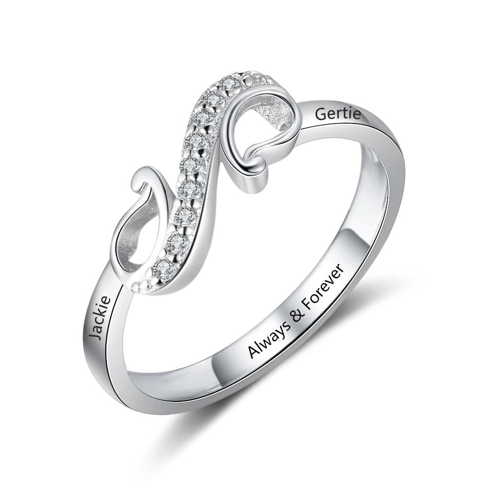 Customized 2 Names Ring with Cubic Zirconia Personalized Geometric Style Engraved Name Ring Gift for Mother-Florence Scovel