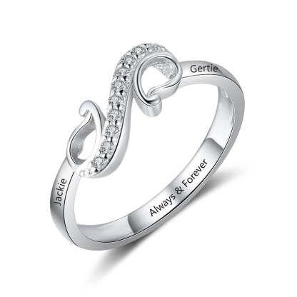 Customized 2 Names Ring with Cubic Zirconia Personalized Geometric Style Engraved Name Ring Gift for Mother-Florence Scovel