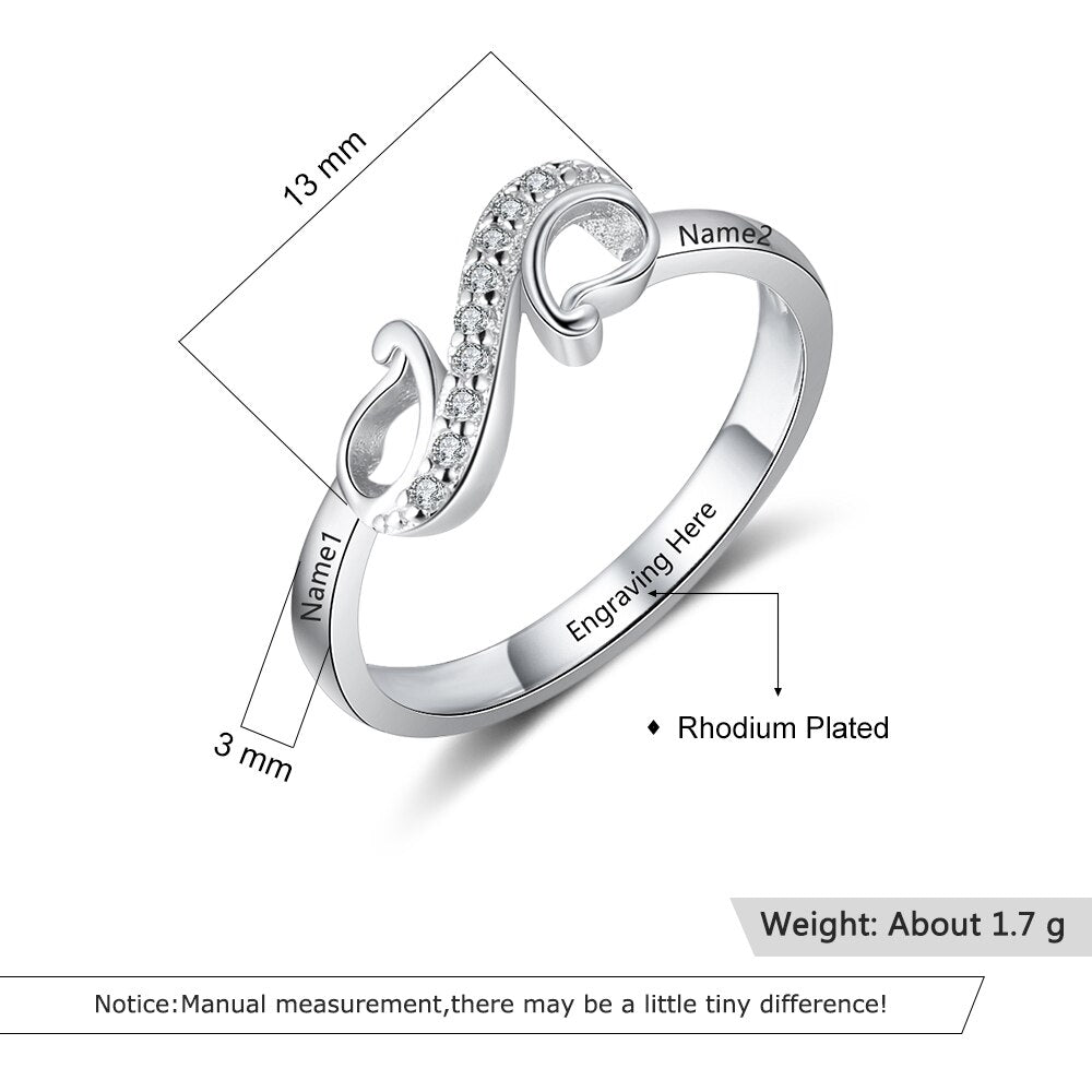 Customized 2 Names Ring with Cubic Zirconia Personalized Geometric Style Engraved Name Ring Gift for Mother-Florence Scovel