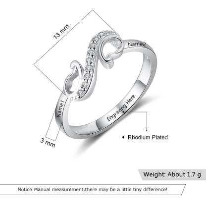 Customized 2 Names Ring with Cubic Zirconia Personalized Geometric Style Engraved Name Ring Gift for Mother-Florence Scovel