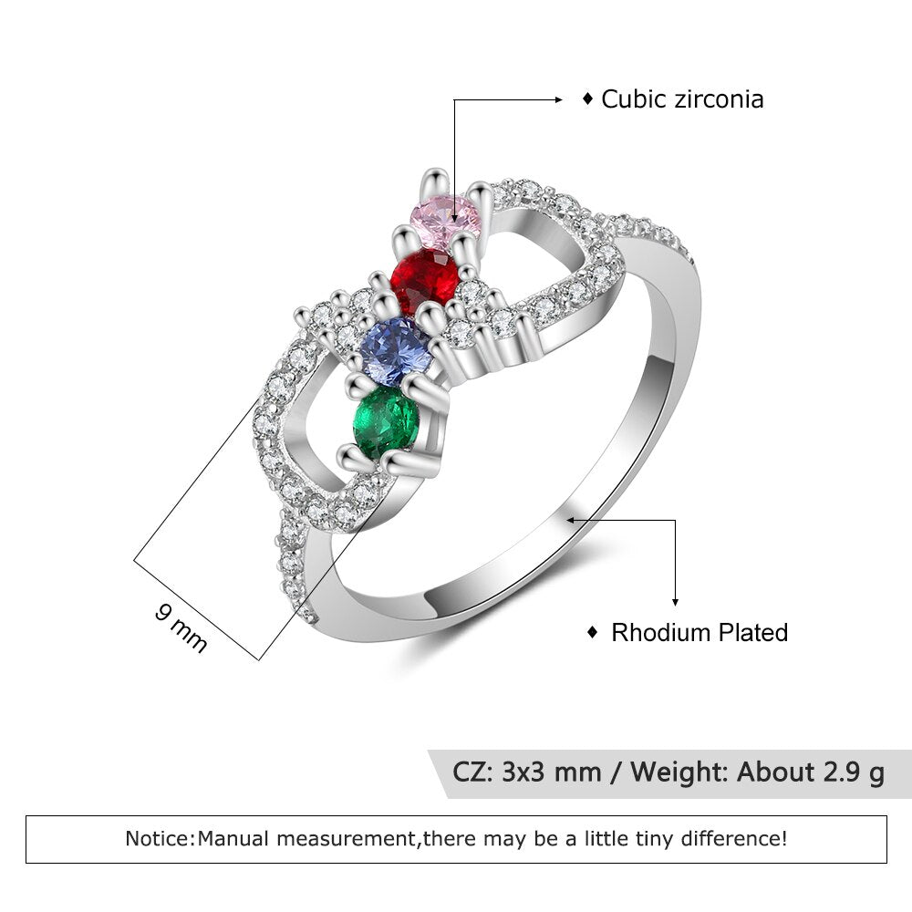 Romantic Women Infinity Ring with Zirconia Customized 4 Birthstones Rings for Women Personalized Gift-Florence Scovel