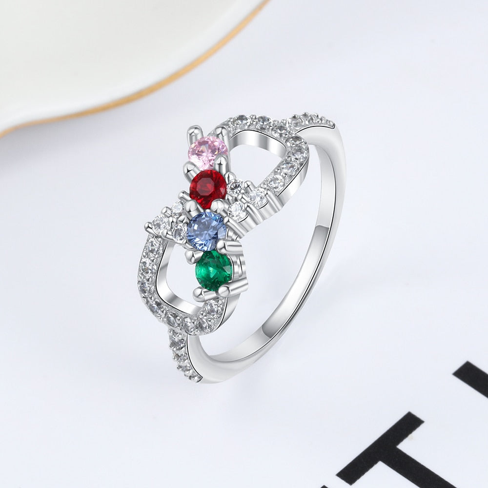 Romantic Women Infinity Ring with Zirconia Customized 4 Birthstones Rings for Women Personalized Gift-Florence Scovel