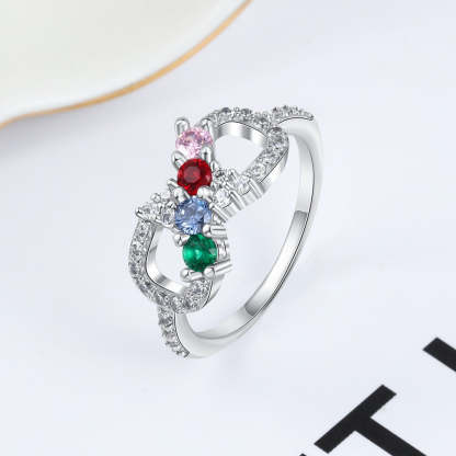 Romantic Women Infinity Ring with Zirconia Customized 4 Birthstones Rings for Women Personalized Gift-Florence Scovel