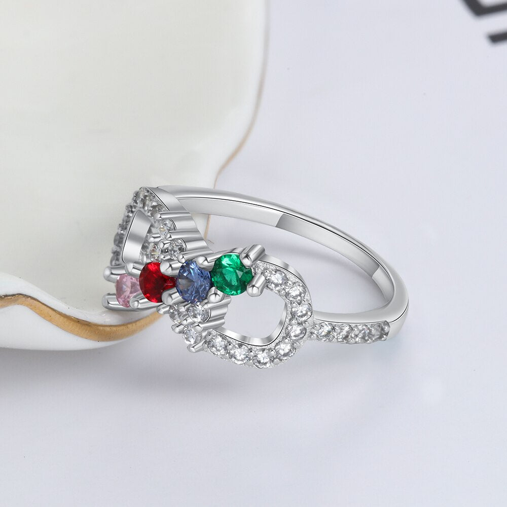 Romantic Women Infinity Ring with Zirconia Customized 4 Birthstones Rings for Women Personalized Gift-Florence Scovel