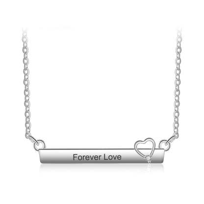 Personalized Engrave Name Necklace Strip With Heart-Florence Scovel